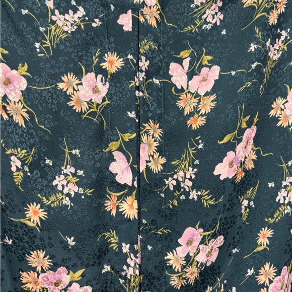 Rebecca Taylor 100% Silk Floral Teal Blouse - Picture 4 of 6